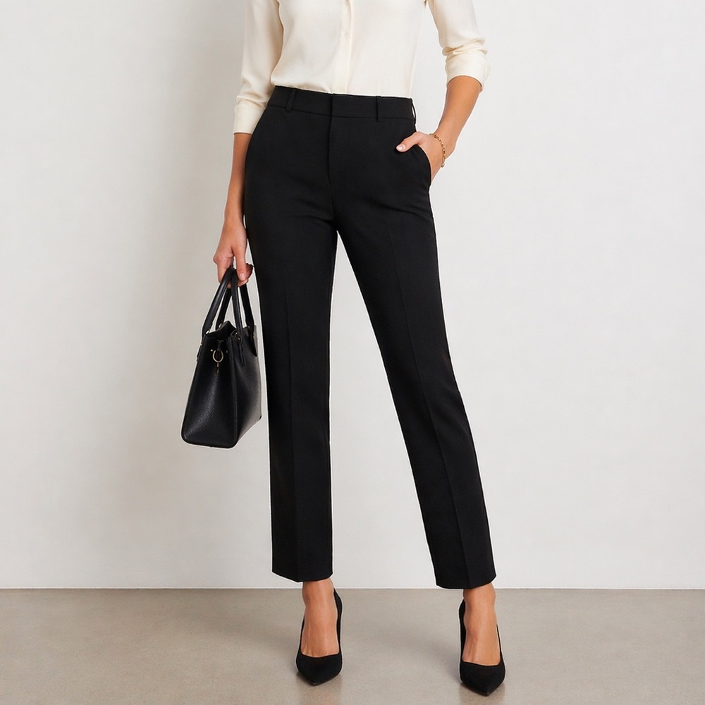 J. Crew Black Tailored Straight-Leg Trousers